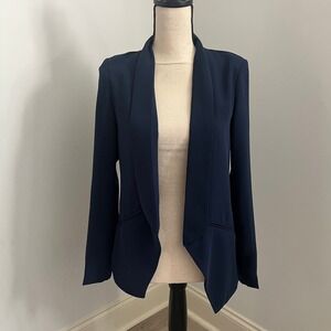 Lulus Open Front Blazer Jacket size XS Navy Blue Preppy Academia Professor Chic